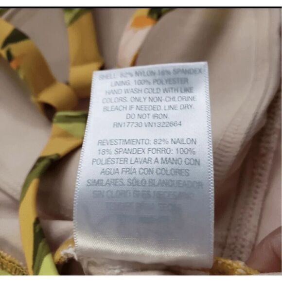 Kona Sol Women's Tortoise Ring High Coverage Swimsuit Yellow Floral Size M - Picture 11 of 13